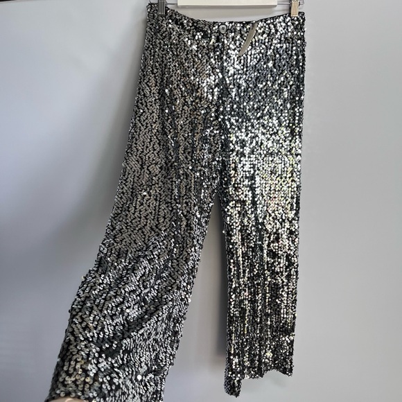 NWT The Colette Cropped Wide-Leg Sequin Pants - Picture 14 of 15